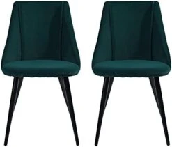 FurnitureR Mid-Century Dining Room Chairs Set Of 2, Side Chair Velvet Upholstered Seat With Metal Frame, Yellow -Amazon Store 31W6je8VEL. AC