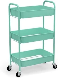 CAXXA 3-Tier Rolling Metal Storage Organizer - Mobile Utility Cart Kitchen Cart With Caster Wheels, White -Amazon Store 31W7rhpLJDS. AC