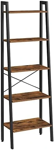 VASAGLE ALINRU 5-Tier Bookshelf, Industrial Bookcase And Storage Rack, Wood Look Accent Furniture With Metal Frame, 22.1 X 13.3 X 67.7 Inches, Rustic Brown 8 VASAGLE ALINRU 5-Tier Bookshelf, Industrial Bookcase And Storage Rack, Wood Look Accent Furniture With Metal Frame, 22.1 X 13.3 X 67.7 Inches, Rustic Brown - Image 6