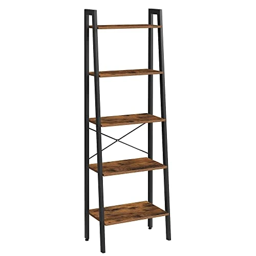 VASAGLE ALINRU 5-Tier Bookshelf, Industrial Bookcase And Storage Rack, Wood Look Accent Furniture With Metal Frame, 22.1 X 13.3 X 67.7 Inches, Rustic Brown 3 VASAGLE ALINRU 5-Tier Bookshelf, Industrial Bookcase And Storage Rack, Wood Look Accent Furniture With Metal Frame, 22.1 X 13.3 X 67.7 Inches, Rustic Brown