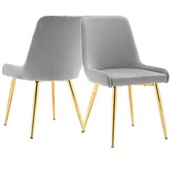 Kmax Velvet Dinning Chairs Mid Century Modern Side Chairs With Golden Legs For Kitchen & Dining Room Guest Room Restaurant, Set Of 2- Grey 19 Kmax Velvet Dinning Chairs Mid Century Modern Side Chairs With Golden Legs For Kitchen & Dining Room Guest Room Restaurant, Set Of 2- Grey -Amazon Store 31Wi75KQjKL