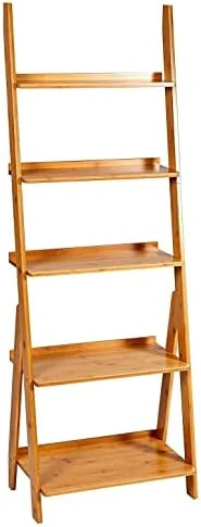 5 Tiers Bamboo Ladder Shelf Modern Bookshelf Leaning Wall Shelves Open Tall Wall Mount Bookcase Standing Storage Rack Shelves For Living Room, Bathroom, Kitchen, Office(21"L*12.5"W*60"H) (Brown) 9 5 Tiers Bamboo Ladder Shelf Modern Bookshelf Leaning Wall Shelves Open Tall Wall Mount Bookcase Standing Storage Rack Shelves For Living Room, Bathroom, Kitchen, Office(21"L*12.5"W*60"H) (Brown) - Image 7