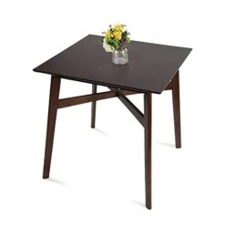 Koreyosh Wood Counter Height Dining Table 36 Inches Height Farmhouse Square Bar Table Small Kitchen Table For 4 People For Dining Room, Kitchen, Bar, Pub, Bistro Walnut/Brown