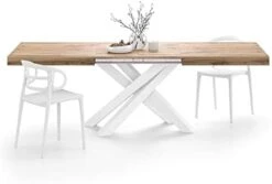 Mobili Fiver, Emma 160 Extendable Dining Table, Rustic Oak With Black Crossed Legs, Laminate-Finished/Iron, Made In Italy -Amazon Store 31WzBd AwvL. AC