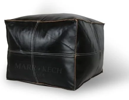 MARRAKESH STYLE Comfortable Leather Ottoman Pouf - Handmade Unstuffed Moroccan Pouf Cover - Square Pouf & Foot Rest Ottoman - Perfect For Living Rooms Bedrooms & Kids Room - Square Brown 9 MARRAKESH STYLE Comfortable Leather Ottoman Pouf - Handmade Unstuffed Moroccan Pouf Cover - Square Pouf & Foot Rest Ottoman - Perfect For Living Rooms Bedrooms & Kids Room - Square Brown - Image 7