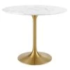 Modway Lippa 36" Mid-Century Dining Table With Round Artificial Marble Top In Gold White -Amazon Store 31XQJAIi1vL