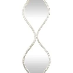 Deco 79 Metal Slim Stacked Chain 5 Layer Wall Mirror With Tear Drop Pattern And Foil Detailing, 7" X 1" X 58", Silver -Amazon Store 31XSUgmM6AS