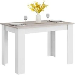 Giantex 47 Inch Dining Room Table, Wooden Dining Table For Small Spaces, Modern Kitchen Table, Rectangular Dinner Table For Kitchen, Dining Room, Living Room, Easy Assembly (White & Light Gray) -Amazon Store 31XXm w9yL. AC