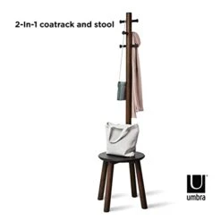 Umbra Pillar Coat Rack, Stool, Black/Walnut -Amazon Store 31YDEtmFW2S