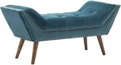 Chairus Upholstered Bedroom Bench With Armrest, Velvet Fabric Vanity Bench With Tufted Button & Nailhead Trim, Light Beige -Amazon Store 31YLwIGOfoL. AC