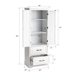 Erinnyees Freestanding Pantry, Floor Utility Storage Cabinet With Doors And Shelves, Pantry Cabinets Cupboard For Living Room Kitchen Hallway Bathroom, White -Amazon Store 31YNaRbye3L