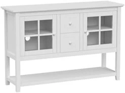 Walker Edison Charlotte Classic Glass Door Storage Buffet, 52 Inch, White -Amazon Store 31YTiZiSjyL. AC