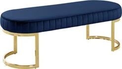 Meridian Furniture Lemar Collection Contemporary Velvet Upholstered Bench With Durable Metal Base In Polished Gold Finish, 50" W X 18" D X 18" H, Grey -Amazon Store 31YWVxNHcTL. AC