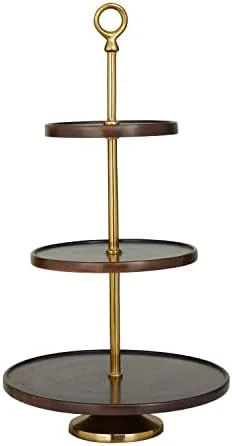 Deco 79 Modern Mango Wood Tiered Server, 14" X 14" X 25", Dark Brown 11 Deco 79 Modern Mango Wood Tiered Server, 14" X 14" X 25", Dark Brown - Image 9