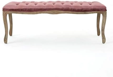 Christopher Knight Home Tassia Tufted Velvet Ottoman, Blush / Natural 5 Christopher Knight Home Tassia Tufted Velvet Ottoman, Blush / Natural - Image 3
