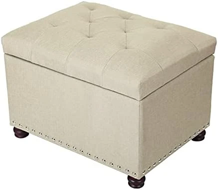 Joveco 24" Ottoman With Storage For Living Room Rectangular Fabric Tufted Bench Footrest - Light Grey 16 Joveco 24" Ottoman With Storage For Living Room Rectangular Fabric Tufted Bench Footrest - Light Grey - Image 14