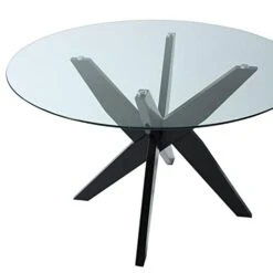 Steve Silver Amalie Round Black And Clear Glass Dining Table -Amazon Store 31Z55Nd135L