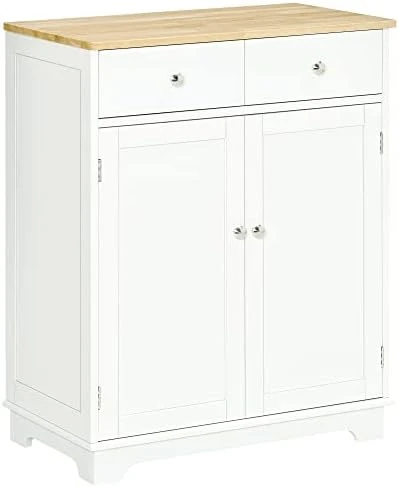 HOMCOM Double Door Sideboard Buffet Cabinet, Kitchen Cabinet, Coffee Bar Cabinet With 2 Drawers, Adjustable Shelf For Living Room And Hallway, Black 7 HOMCOM Double Door Sideboard Buffet Cabinet, Kitchen Cabinet, Coffee Bar Cabinet With 2 Drawers, Adjustable Shelf For Living Room And Hallway, Black - Image 5