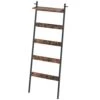 Rolanstar Blanket Ladder With Adjustable Shelf And 4 Hanging Hooks, Wall-Leaning Blanket Rack, Ladder Shelf Stand For Bathroom, Living Room, Kitchen, Rustic Brown -Amazon Store 31ZSKf904fL