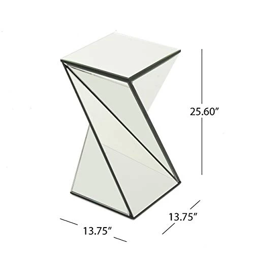 Christopher Knight Home Amiel Geometrical Mirrored Side Table, Clear, 13.75 In X 13.75 In X 25.6 In 4 Christopher Knight Home Amiel Geometrical Mirrored Side Table, Clear, 13.75 In X 13.75 In X 25.6 In - Image 2