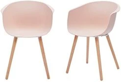 Amazon Brand - Rivet Alva Modern Curved-Back Plastic Dining Chair, Set Of 2, 23.2"W, Nude Pink -Amazon Store 31ZZZEaweFL. AC