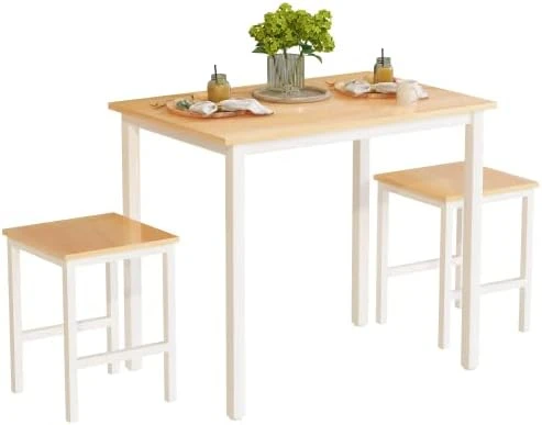 Recaceik 3 Piece Dining Table Set, Modern Bar Table Set W/ 2 Stools Kitchen Table Set For 2 Compact Design Kitchen Bar Table And Chairs For Dining Room, Living Room, Apartment, Small Space (Beige) 9 Recaceik 3 Piece Dining Table Set, Modern Bar Table Set W/ 2 Stools Kitchen Table Set For 2 Compact Design Kitchen Bar Table And Chairs For Dining Room, Living Room, Apartment, Small Space (Beige) - Image 7