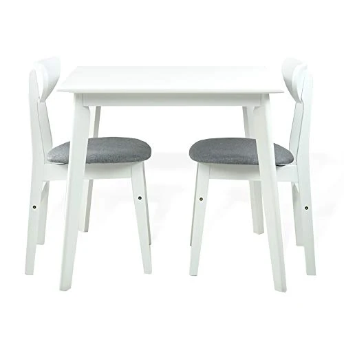 Yumiko Solid Wood Square Dining Table Kitchen Modern, White Color 6 Yumiko Solid Wood Square Dining Table Kitchen Modern, White Color - Image 5