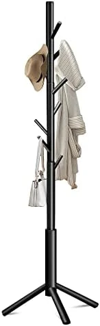 Azaeahom Coat Rack Freestanding With 8 Hooks 3 Adjustable Height Coat Racks Stand Clothing Hanger Stand Wooden Coat Tree Easy Assembly For Entryway, Bedroom, Hallway, Dormitory,Office Black 5 Azaeahom Coat Rack Freestanding With 8 Hooks 3 Adjustable Height Coat Racks Stand Clothing Hanger Stand Wooden Coat Tree Easy Assembly For Entryway, Bedroom, Hallway, Dormitory,Office Black - Image 3