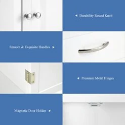 Erinnyees Freestanding Pantry, Floor Utility Storage Cabinet With Doors And Shelves, Pantry Cabinets Cupboard For Living Room Kitchen Hallway Bathroom, White -Amazon Store 31Zvinz3eFL