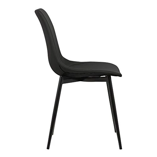Armen Living Monte Dining Chair In Black Faux Leather And Black Powder Coat Finish,LCMOCHBLACK, Black 7 Armen Living Monte Dining Chair In Black Faux Leather And Black Powder Coat Finish,LCMOCHBLACK, Black - Image 5