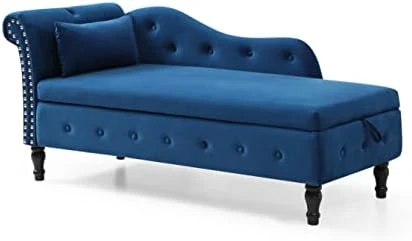 RARZOE Tufted Velvet Chaise Lounge Indoor With Storage, Upholstered Rolled Arm Chaise Lounges Indoor Chair, Right Arm Facing Chaise Lounge With Nailhead Trim For Living Room Bedroom Office,White 12 RARZOE Tufted Velvet Chaise Lounge Indoor With Storage, Upholstered Rolled Arm Chaise Lounges Indoor Chair, Right Arm Facing Chaise Lounge With Nailhead Trim For Living Room Bedroom Office,White - Image 10