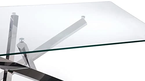 Modern Cortez 79" Clear Glass Dining Table With Polished Stainless Steel Base 6 Modern Cortez 79" Clear Glass Dining Table With Polished Stainless Steel Base - Image 4