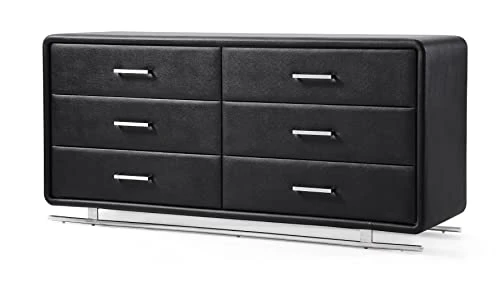Zuri Vetro Accent Chest In Black Leatherette With Six Soft-Close Drawers 6 Zuri Vetro Accent Chest In Black Leatherette With Six Soft-Close Drawers - Image 4