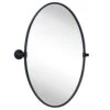 TEHOME Farmhouse Black Oval Metal Pivot Bathroom Vanity Mirror Tilting Beveled Vanity Mirrors For Wall 20x30''