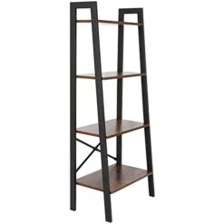 Nouva 4 Tier Ladder Shelf, Industrial Bookshelf Free Standing Steel Frame Open Display Rack Shelf Wooden Shelf For Living Room Bedroom Kitchen Home Office Bathroom Garage, Rustic Brown -Amazon Store 31aD6UKmY8L