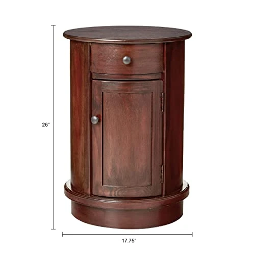 Decor Therapy Keaton Traditional Round Side Storage End Table, 26" X 17.75", Vintage Cherry 4 Decor Therapy Keaton Traditional Round Side Storage End Table, 26" X 17.75", Vintage Cherry - Image 2