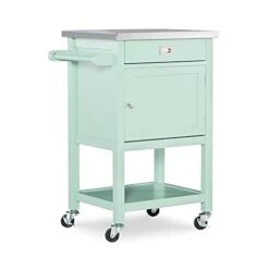 Riverbay Furniture Stainless Steel Top Pine Wood Rolling Storage Microwave Table Kitchen Island Cart On Wheels With One Drawer And One Shelf In Light Green 10 Riverbay Furniture Stainless Steel Top Pine Wood Rolling Storage Microwave Table Kitchen Island Cart On Wheels With One Drawer And One Shelf In Light Green -Amazon Store 31azb0DDpxS