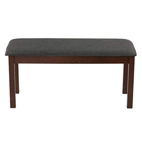 Dining Bench In Charcoal Fabric Walnut Finish 40" Grey Solid 4 Dining Bench In Charcoal Fabric Walnut Finish 40" Grey Solid - Image 2