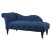 Pemberly Row 66" Indoor Roll Arm Chaise Lounge, Tufted Fabric Upholstered Lounge Chair With Wooden Legs For Living Room And Bedroom, Blue