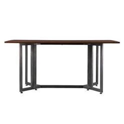 SEI Furniture Driness Drop Leaf Console To Dining Convertible Table, Dark Tobacco, Gunmetal Gray