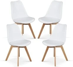Sweetcrispy Dining Chairs - Dining Room Chairs, Mid Century Modern Kitchen Chairs, PU Leather Upholstered Chairs With Wood Legs, Dining Chairs Set Of 4 For Kitchen, Dining, Living Room, White 17 Sweetcrispy Dining Chairs - Dining Room Chairs, Mid Century Modern Kitchen Chairs, PU Leather Upholstered Chairs With Wood Legs, Dining Chairs Set Of 4 For Kitchen, Dining, Living Room, White -Amazon Store 31bHUxkilLL. AC