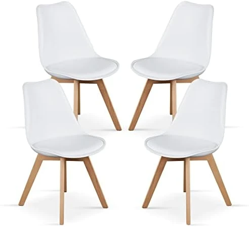 Sweetcrispy Dining Chairs - Dining Room Chairs, Mid Century Modern Kitchen Chairs, PU Leather Upholstered Chairs With Wood Legs, Dining Chairs Set Of 4 For Kitchen, Dining, Living Room, White 10 Sweetcrispy Dining Chairs - Dining Room Chairs, Mid Century Modern Kitchen Chairs, PU Leather Upholstered Chairs With Wood Legs, Dining Chairs Set Of 4 For Kitchen, Dining, Living Room, White - Image 8