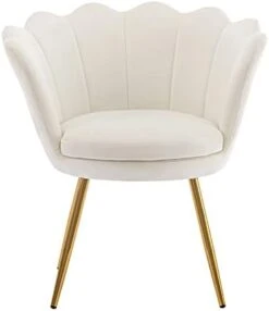 Chairus Small Accent Chair For Living Room, Velvet Gold Cute Vanity Chair With Back For Makeup Room, Upholstered Shell Shaped Office Guest Modern Chair Arm Chair, Cream White -Amazon Store 31bN2DcCoEL. AC