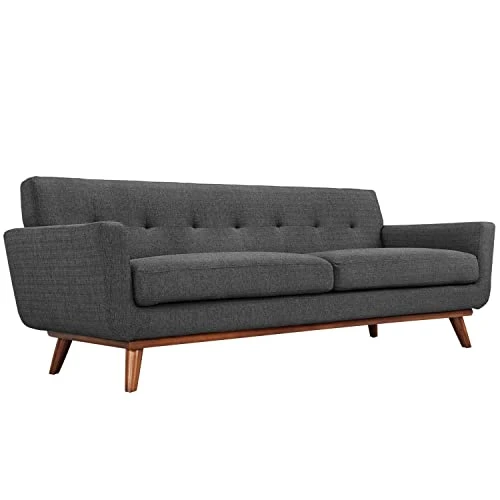 Modway Engage Mid-Century Modern Upholstered Fabric Sofa, Loveseat And Armchair In Gray 7 Modway Engage Mid-Century Modern Upholstered Fabric Sofa, Loveseat And Armchair In Gray - Image 5