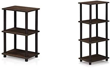 FURINNO 3 Shelves, Turn-N-Tube Ladder Space Shelf, Walnut/Brown 13 FURINNO 3 Shelves, Turn-N-Tube Ladder Space Shelf, Walnut/Brown - Image 11