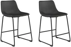 Signature Design By Ashley Centiar 24" Counter Height Modern Bucket Barstool Set Of 2,Faux Leather, Brown -Amazon Store 31bjvEPwV4L. AC