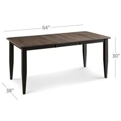 Carol's Inspirations 5 Piece Solid Wood Dining Room Set | 38x64 Inch Farmhouse Kitchen Table With 4 Chairs | Brown And Black Rustic Rectangle Table With Eased Edge And Distressing | Made In USA -Amazon Store 31bpY8DRSCL