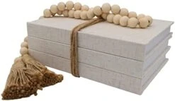 Kigan Home Linen Covered Decorative Books, Set Of 3 (Pearl White) - Fabric Covered Book Set Home Decor For Shelves, Fireplace Mantel, Coffee Table, Console/Bedside Table Or Farmhouse Tiered Tray -Amazon Store 31br74b9IqL. AC