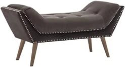 Chairus Upholstered Bedroom Bench With Armrest, Velvet Fabric Vanity Bench With Tufted Button & Nailhead Trim, Light Beige -Amazon Store 31bsEE57vAL. AC