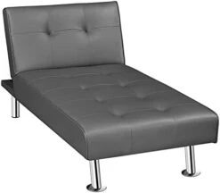 Topeakmart Faux Leather Chaise Lounges Convertible Chaise Futon Adjustable Chaise Sleeper 3 Positions For Sitting Lounging Sleeping -Amazon Store 31c673L6lFL. AC